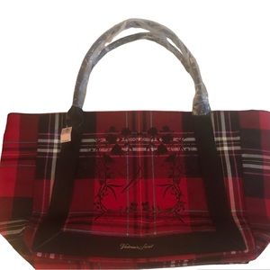 Victoria’s Secret Red and Black Buffalo Plaid with Tote Purse Handbag